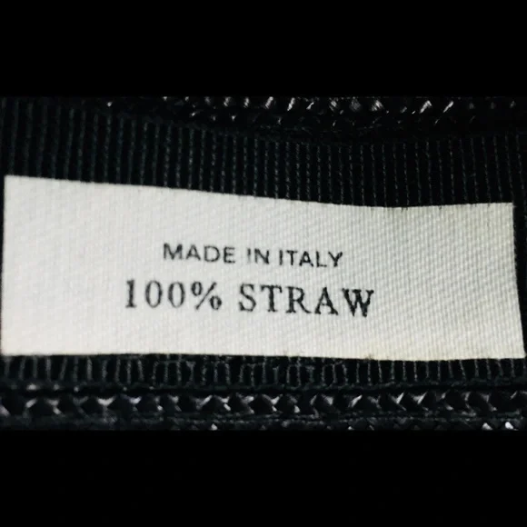 Vintage 100% Italian Black Straw Wide Brim Hat - Picture 6 of 13